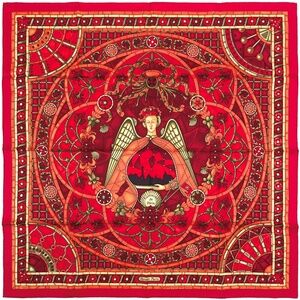 RARE! NOWT Hermes  Scarf "Lumbers de Paris" in Red